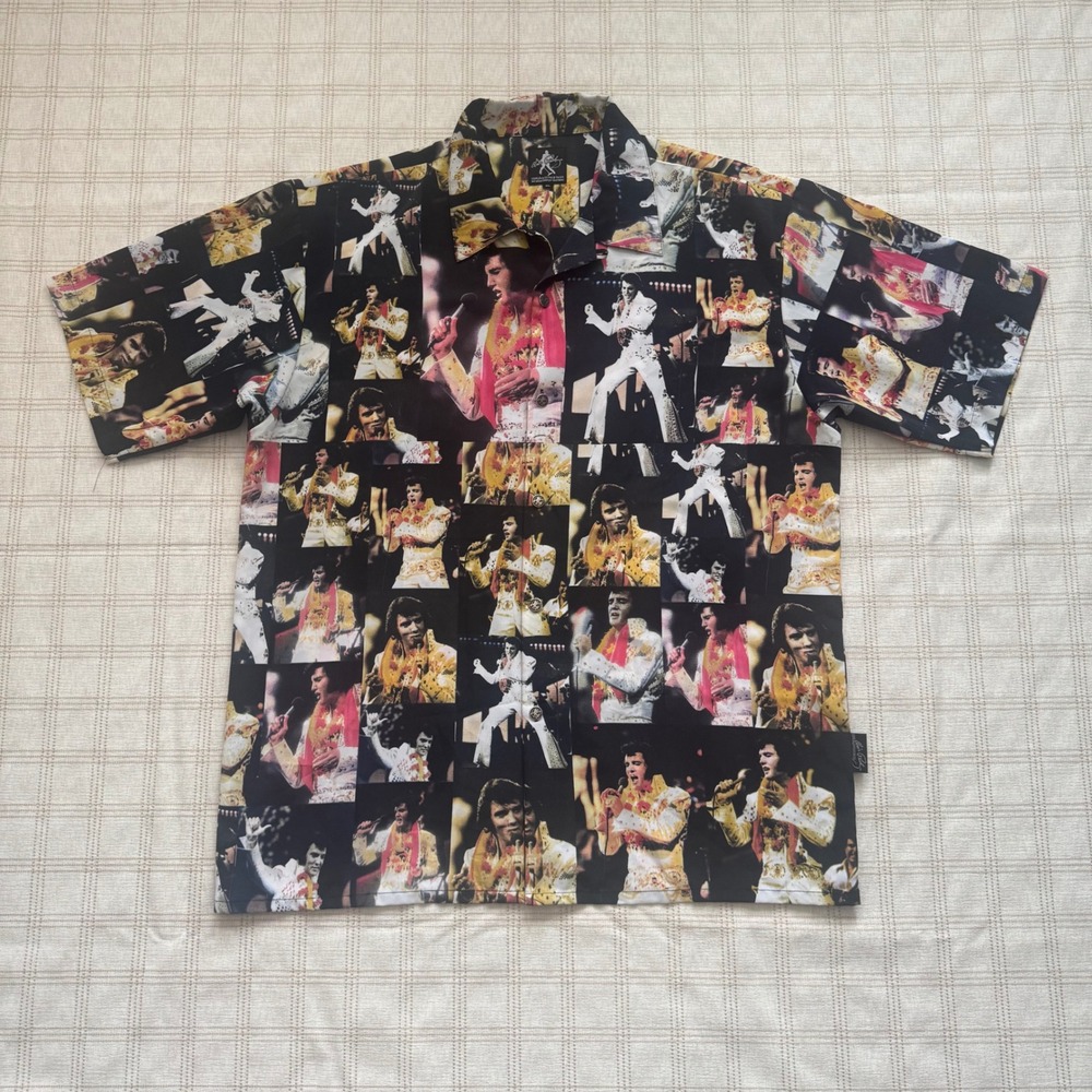 Vintage Dragonfly Clothing Elvis Shirt Mens XL All Over Photo Print Jumpsuit